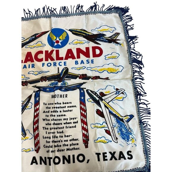 Vintage Lackland Air Force Base Pillow Case Sham 17.5" x 16" with Fringe - Picture 3 of 10